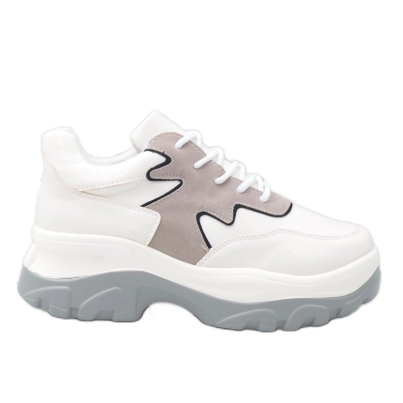 Zapatillas deportivas blancas y grises de polipiel E3260 blanco