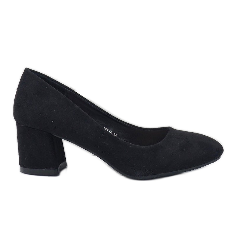 Zapatos de tacón negros en el pilar de gamuza ecológica JF619