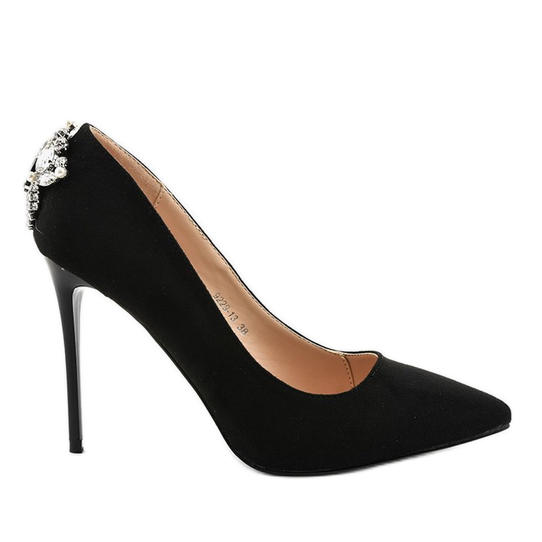 Tacones negros clásicos con circonita 9229-13 Tacones negros clásicos con circonita 9229-13