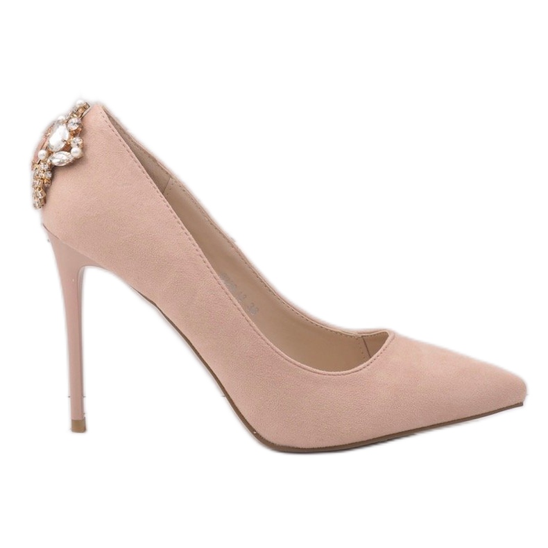 Tacones clásicos rosas con circonita 9229-13 rosado