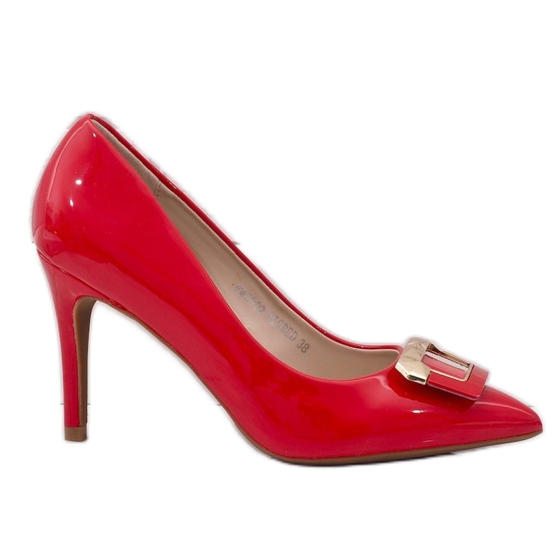 Tacones lacados en rojo con hebilla FM3002 Tacones lacados en rojo con hebilla FM3002