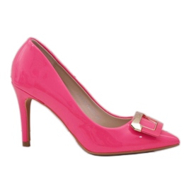 Tacones lacados en rosa con hebilla FM3002 rosado