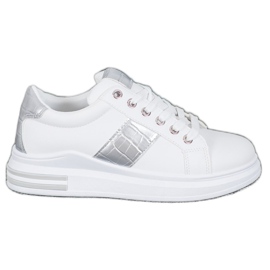 Weide Calzado deportivo con inserciones plateadas blanco