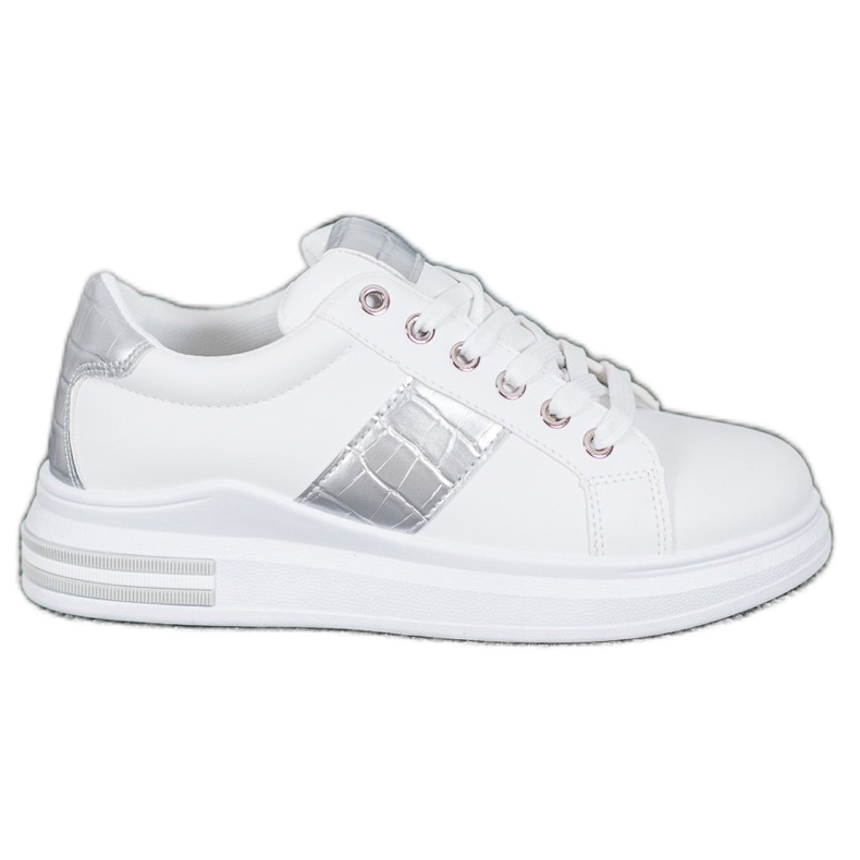 Weide Calzado deportivo con inserciones plateadas blanco