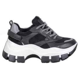 Weide Zapatillas negras en la plataforma negro