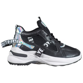 Weide Zapatillas de moda con inscripciones negro