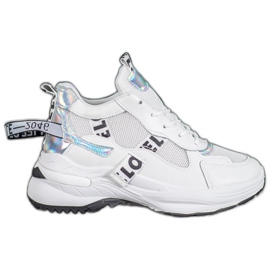 Weide Zapatillas de moda con inscripciones blanco