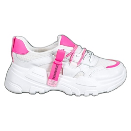 SHELOVET Zapatillas deportivas de moda blanco rosa