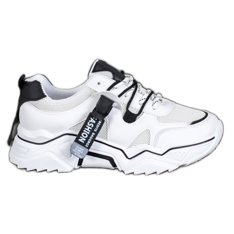 SHELOVET Zapatillas de moda para mujer blanco negro