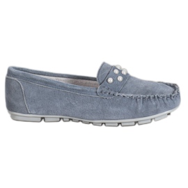 Filippo Mocasines de Piel con Perlas gris