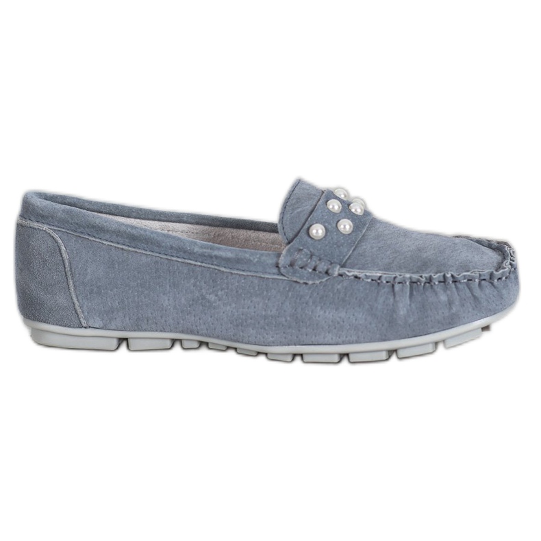 Filippo Mocasines de Piel con Perlas gris