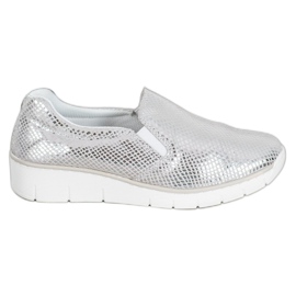 Filippo Slipons de plata en una cuña gris Filippo Slipons de plata en una cuña gris