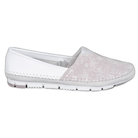 Filippo Zapatos sin cordones de cuero rosado gris