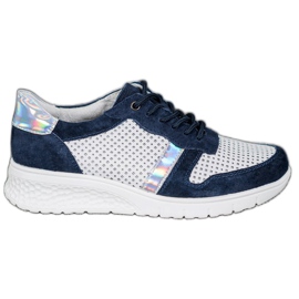 Filippo Zapatos de piel con efecto holográfico blanco azul marino gris
