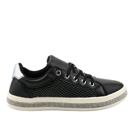 Zapatillas negras decoradas con circonitas 1153-Y negro gris