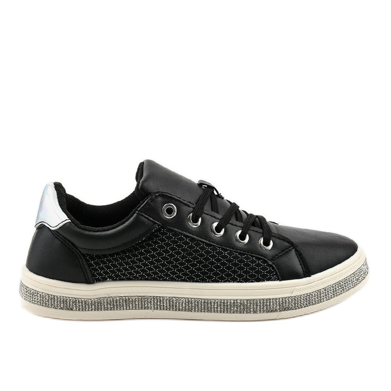 Zapatillas negras decoradas con circonitas 1153-Y negro gris