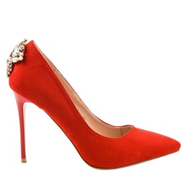 Tacones clásicos rojos con circonita 9229-13