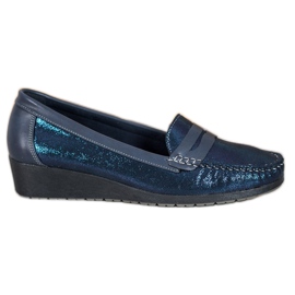 Comer Mocasines con estilo en la plataforma azul marino azul