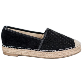 Best Shoes Alpargatas Negras Con Cristales negro amarillo