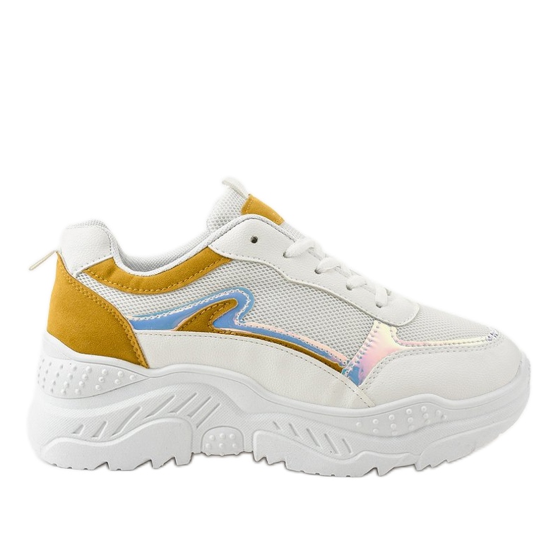 Deportivas blancas con inserciones amarillas 878 blanco amarillo Deportivas blancas con inserciones amarillas 878 blanco amarillo