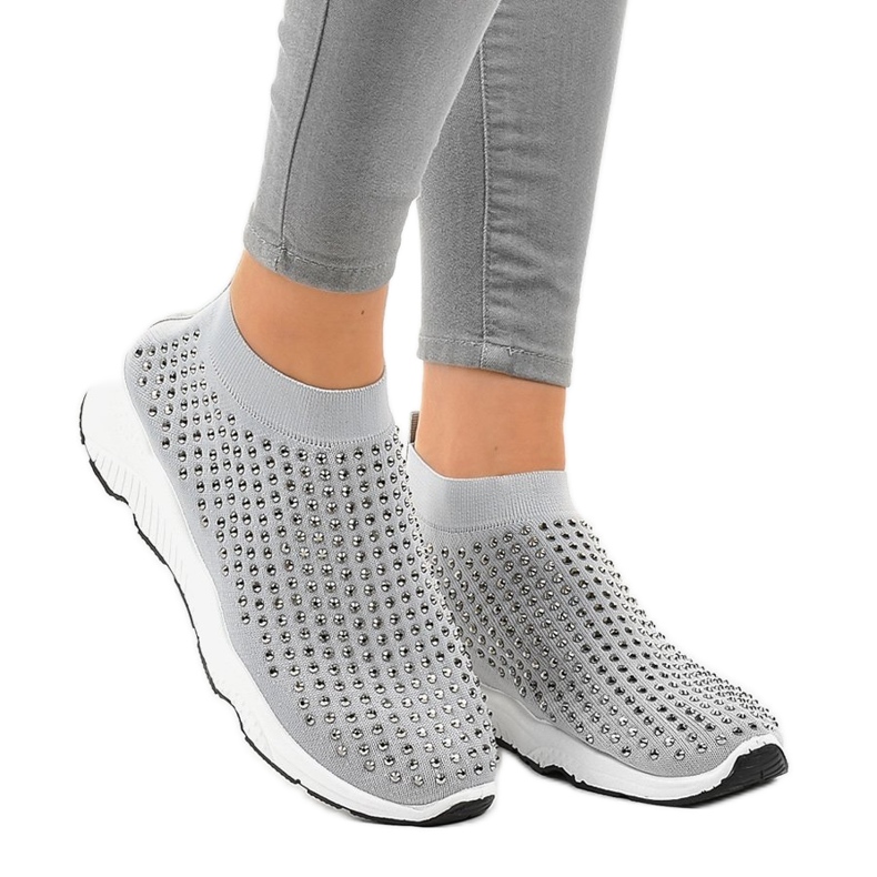 Zapatillas deportivas grises con circonitas cúbicas LG27 Zapatillas deportivas grises con circonitas cúbicas LG27