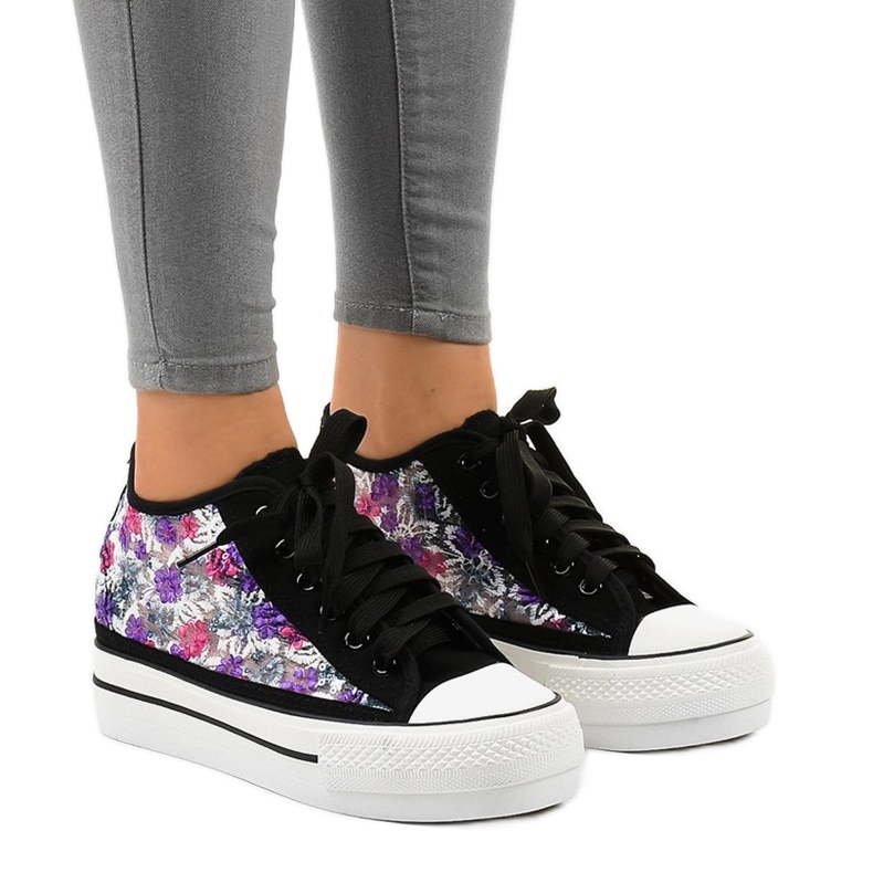 Zapatillas JX-61 de encaje negro violeta rosado
