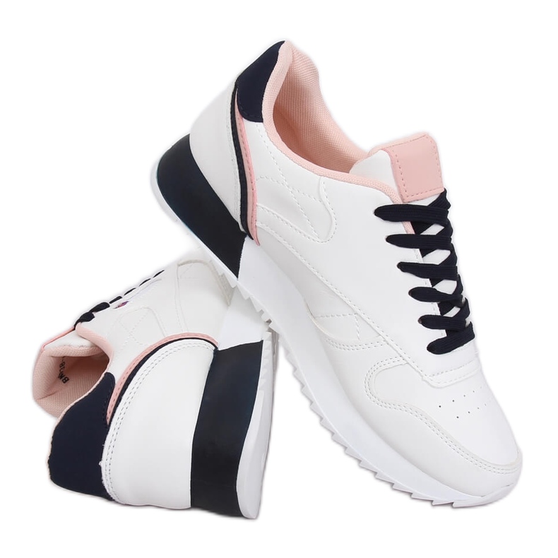 Zapatillas deportivas de mujer blancas BK938 BLANCO / AZUL azul marino