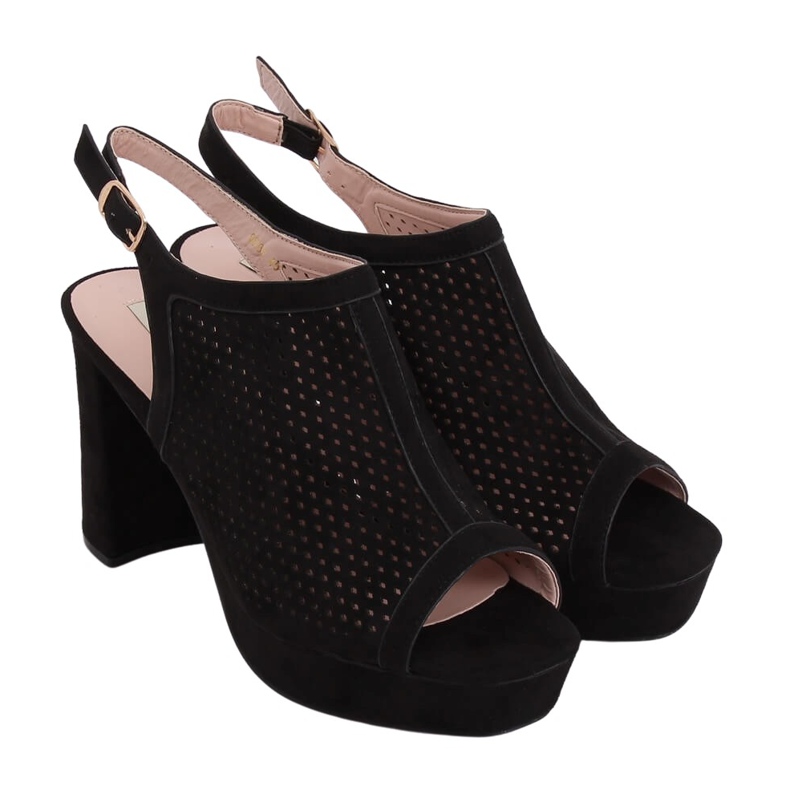 Sandalias negras de tacón calado 9R82 Negro
