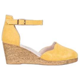 Filippo Zapatos de cuña de cuero amarillo