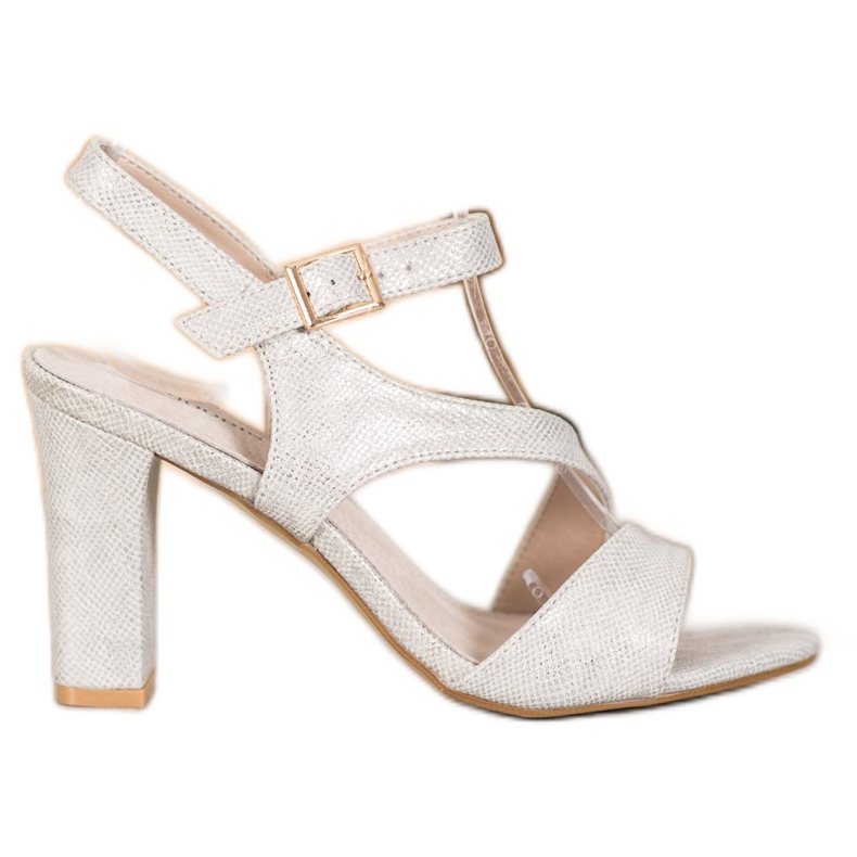 Goodin Sandalias elegantes con purpurina gris dorado