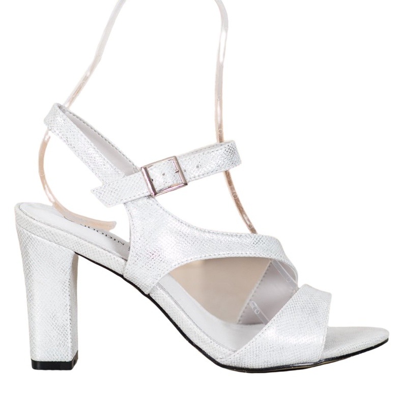 Goodin Sandalias elegantes con purpurina plata gris