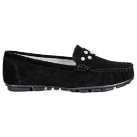 Filippo Mocasines de Piel con Perlas negro