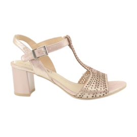 Sandalias caprice 28301 de encaje rosado dorado