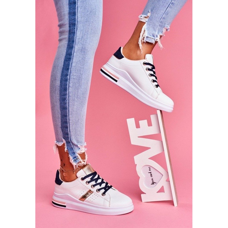SEA Zapatillas deportivas de mujer blancas y doradas B0-227 blanco