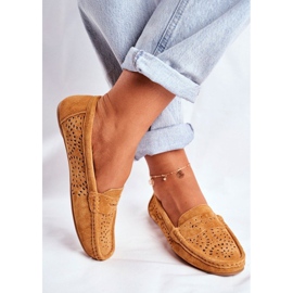 S.Barski Mocasines de mujer camel calados LR92309 marrón