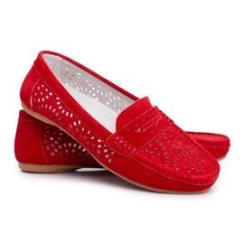 S.Barski Mocasines de ante rojo calado LR92309
