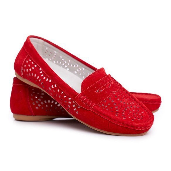 S.Barski Mocasines de ante rojo calado LR92309