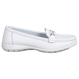 Goodin Mocasines de piel cómodos blanco