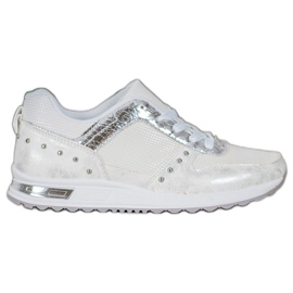 Emaks Zapatillas brillantes en la plataforma blanco gris Emaks Zapatillas brillantes en la plataforma blanco gris