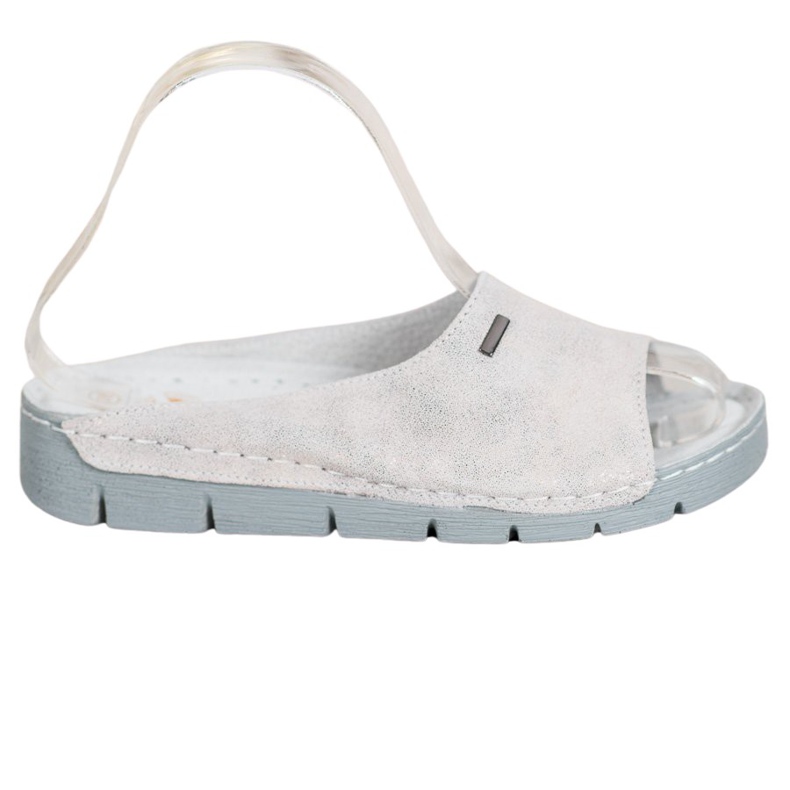Goodin Cómodas pantuflas de cuero gris