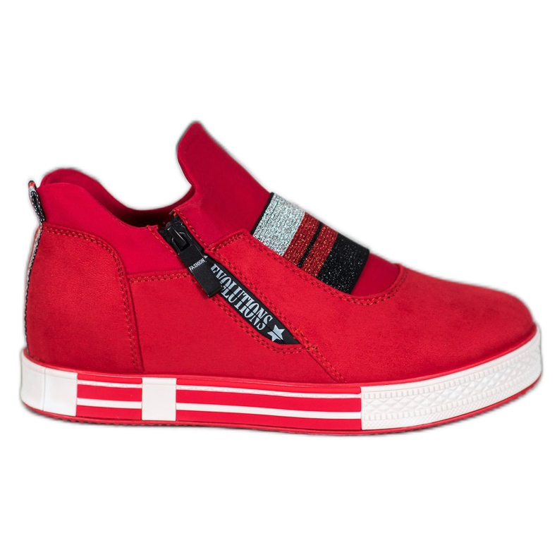Ideal Shoes Zapatillas sin cordones con cremallera rojo Ideal Shoes Zapatillas sin cordones con cremallera rojo