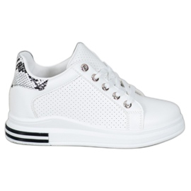 SHELOVET Zapatos calados con cuña oculta blanco