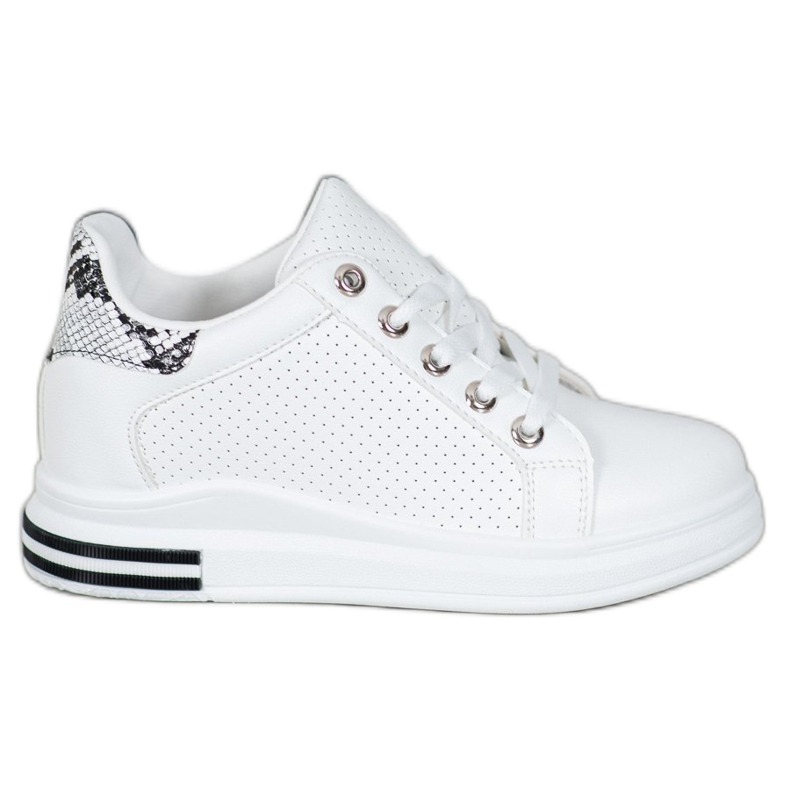 SHELOVET Zapatos calados con cuña oculta blanco