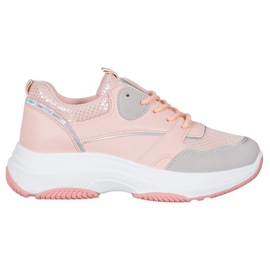 Ideal Shoes Zapatillas de plataforma casual rosa