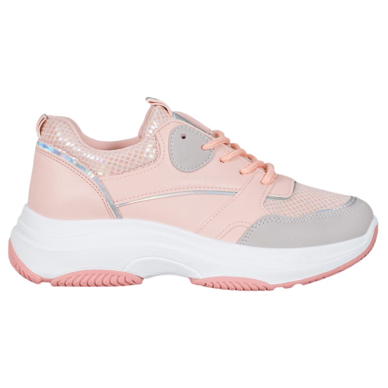 Ideal Shoes Zapatillas de plataforma casual rosado