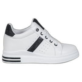 SHELOVET Zapatillas con aplicaciones de purpurina blanco
