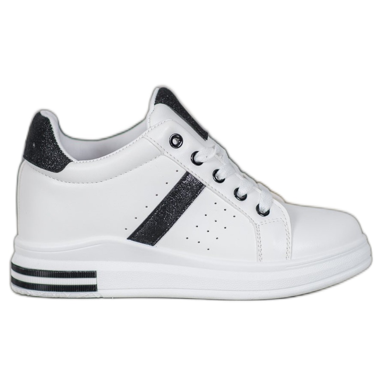 SHELOVET Zapatillas con aplicaciones de purpurina blanco