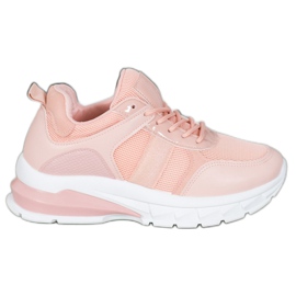 SHELOVET Zapatillas con estilo con malla rosa