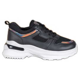 SHELOVET Zapatillas Negras Con Efecto Holo negro