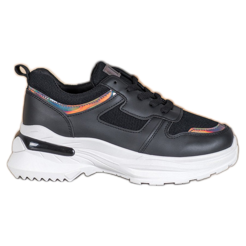 SHELOVET Zapatillas Negras Con Efecto Holo negro